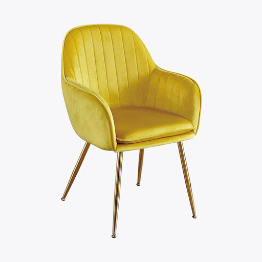 Lara Dining Chair Ochre Yellow With Gold Legs (Pack of 2)