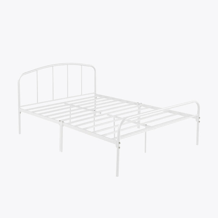 White metal small double bed frame