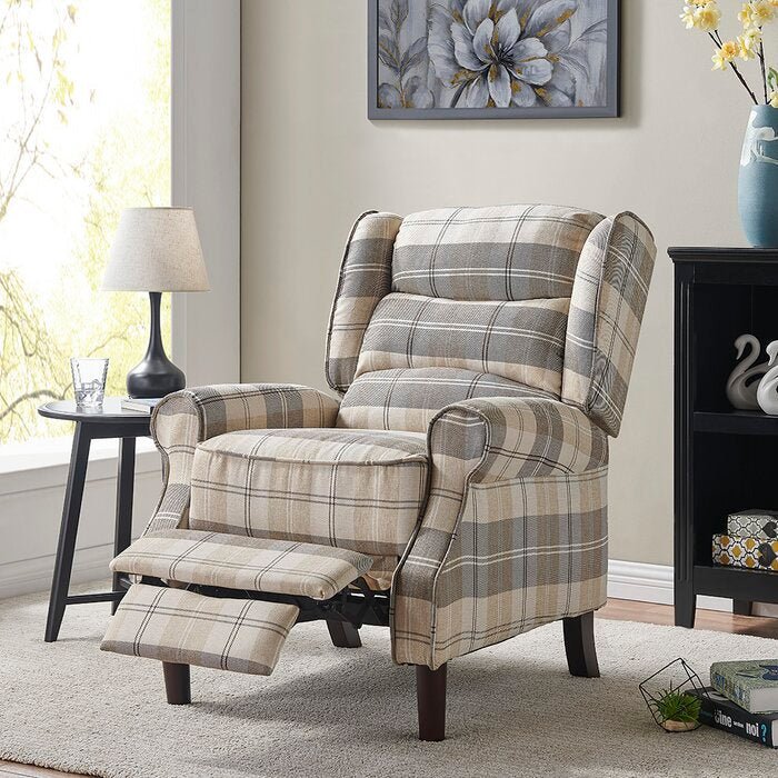 Nairn Tartan Recliner Beige Home Detail - Main Image
