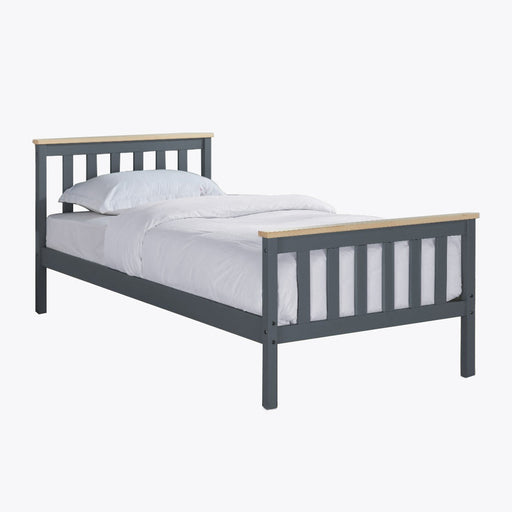 Woodford Wooden Bed Frame Dark Grey & Oak, Single
