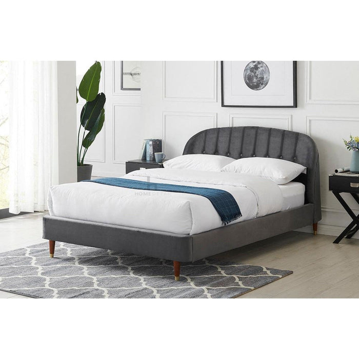 Hera Fabric Bed Frame King Plush Velvet Bed, Grey