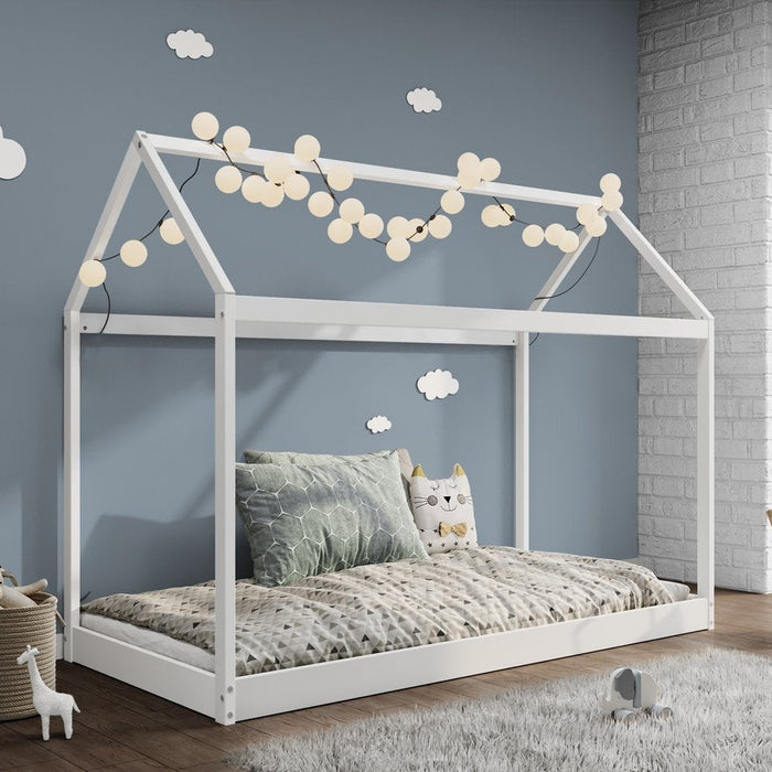 Taylor Kids Wooden Bed Single House, White
