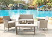 5 Piece Rattan Garden Lounge Set Outdoor Patio with Bench & Table , Grey