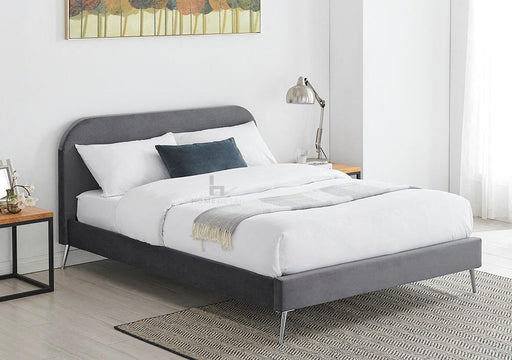 Clio Fabric Bed Frame - Plush Velvet Double Bed, Grey