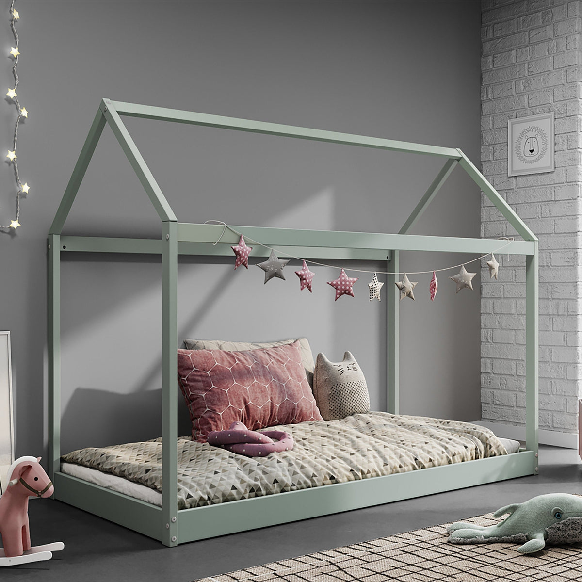 Taylor Kids Wooden Bed Single House Pastel Green