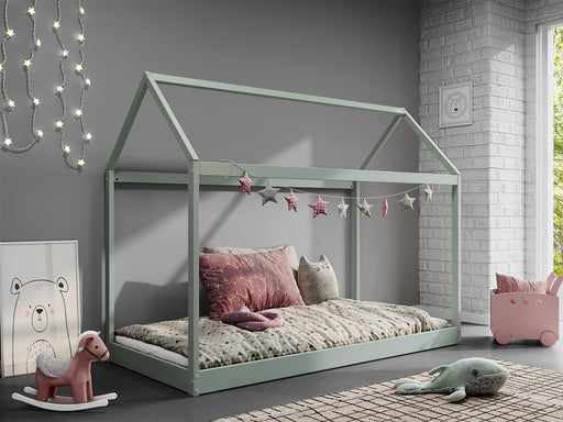 Taylor Kids Wooden Bed Single House, Pastel Green