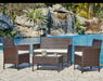Rattan Garden Furniture Set Conservatory Patio Outdoor Table Chairs Sofa, Dark Brown