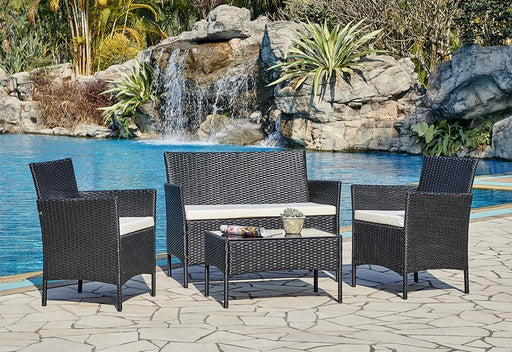 Rattan Garden Furniture Set Conservatory Patio Outdoor Table Chairs Sofa Cover, Black Plus Cover
