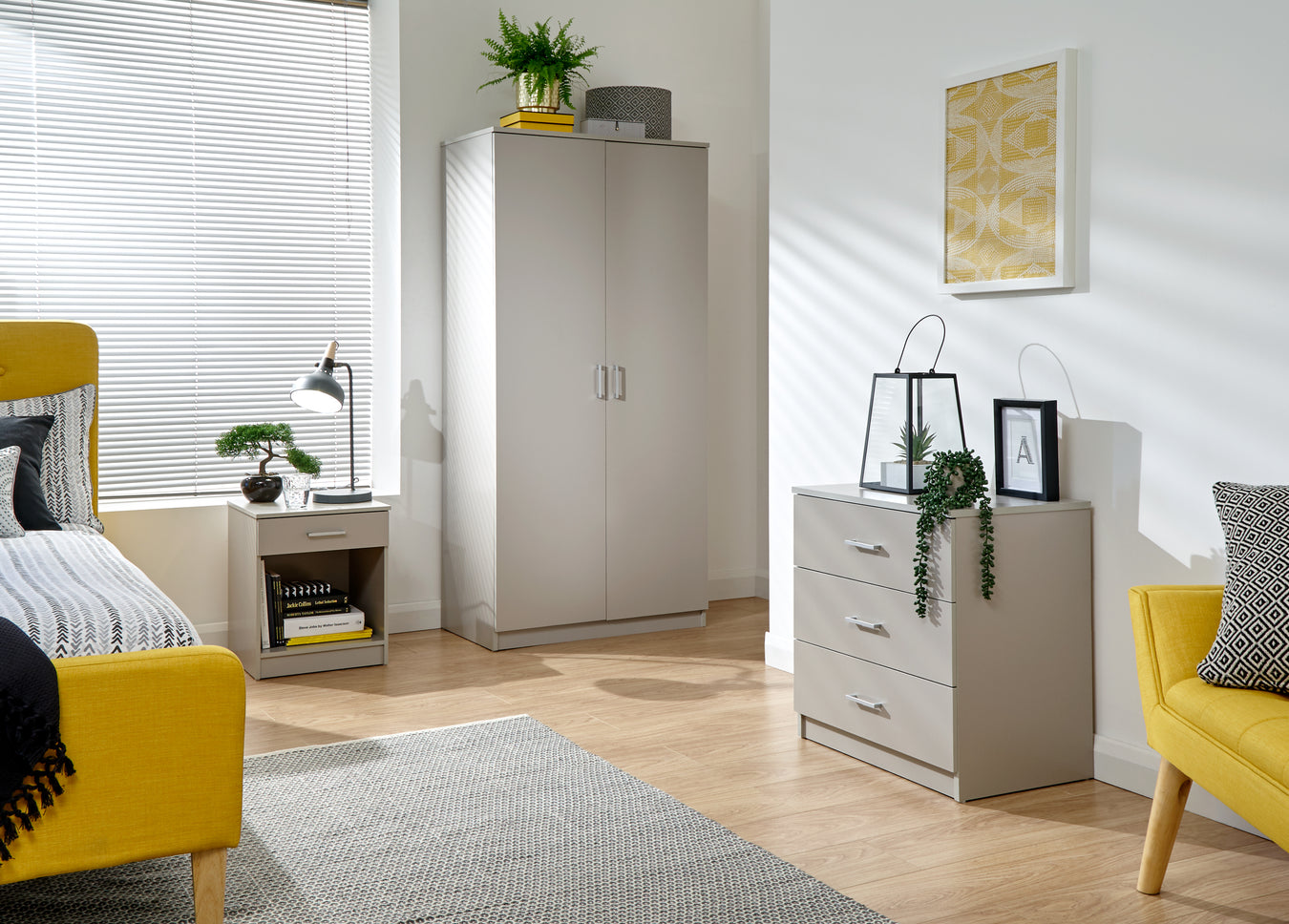 wardrobe with bedside table