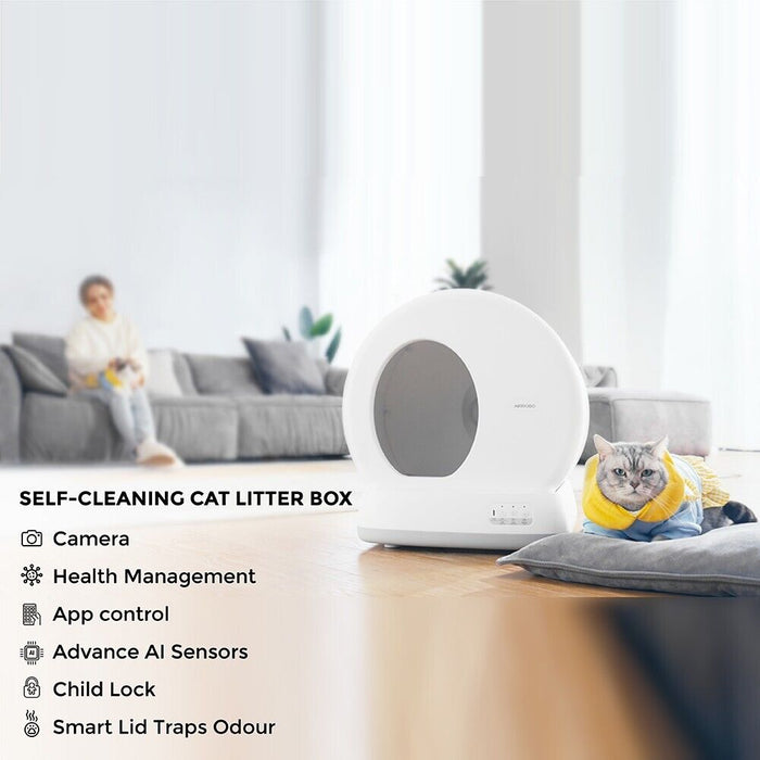 AirRobo Automatic Self Cleaning Cat Litter Tray Box White