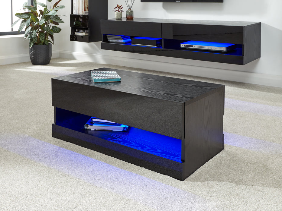 Galicia Coffee Table with LED Lights Black Home Detail